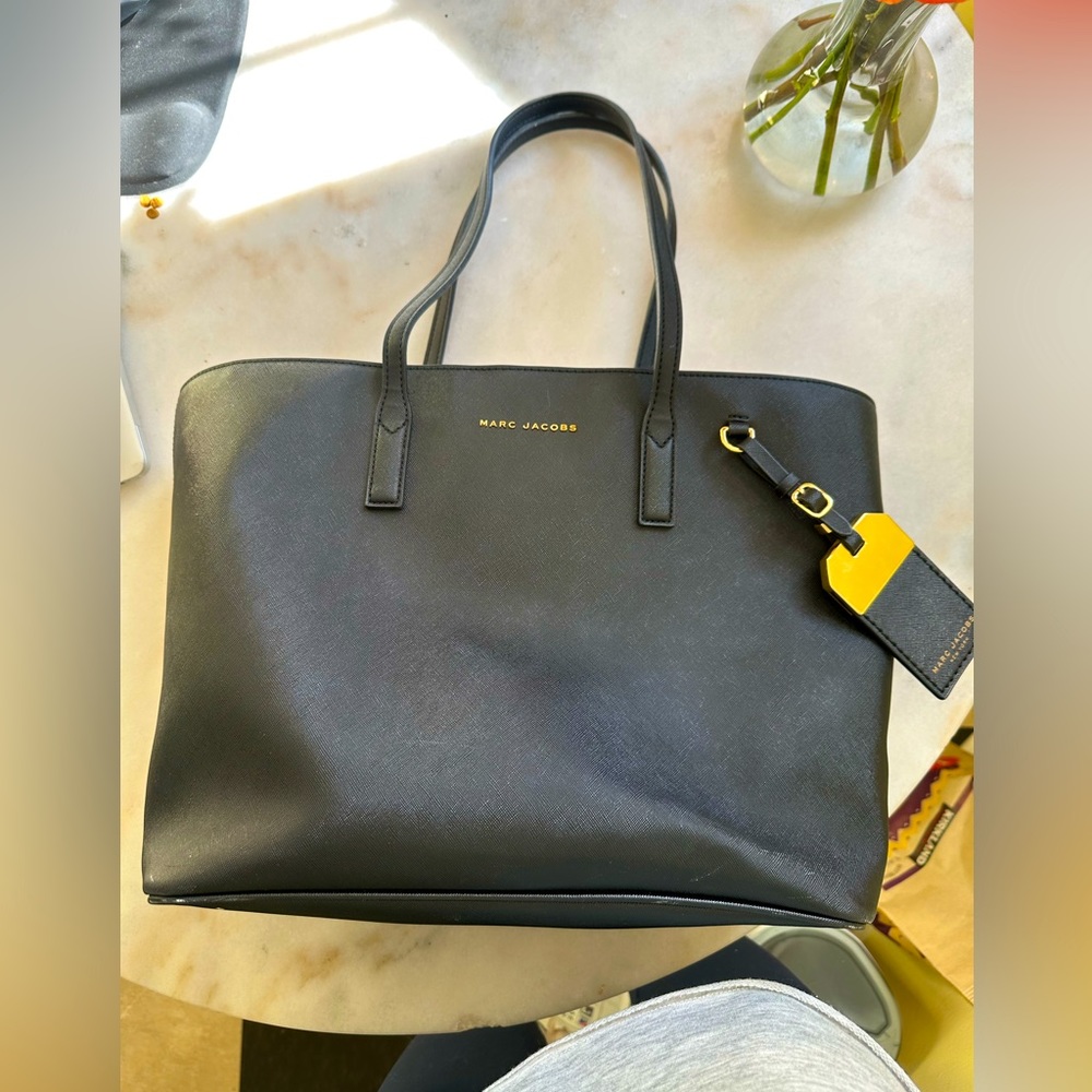 Marc Jacobs Saffiano Black Leather Tote Bag